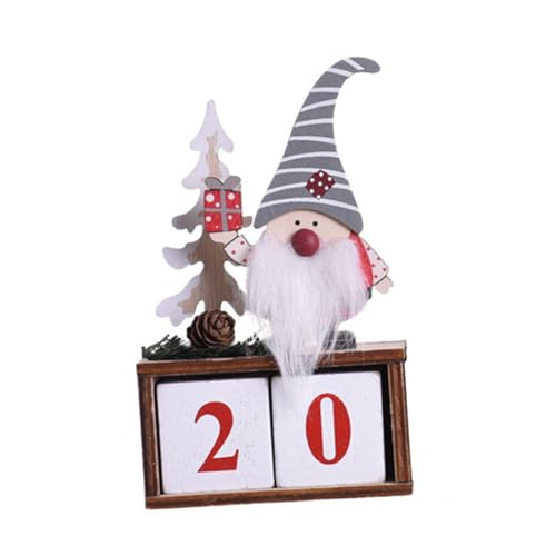 DRESSOOS 1 Satz Weihnachtskalender-ornamente Szene Desktop-weihnachtskalender Wandkalender Countdown Tischkalender Advent Monat Datumsanzeige Kalender Weihnachtsschmuck Hölzern Grey von DRESSOOS