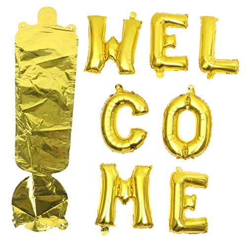 DRESSOOS 1 Satz Willkommen Im Ballon Willkommen Zurück Im Klassenzimmer Party-layout-ballons Luftballons Für Schulfeste Die Bürodekorationen Willkommens-partyballons Aluminiumfolie Golden von DRESSOOS