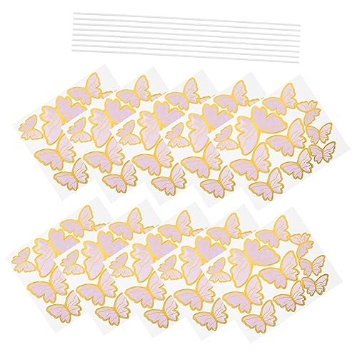 DRESSOOS 10 Blatt Schmetterling Kuchen Dekorationen Zarter Cupcake-topper Schmetterlingskuchen-zahnstocher Schmetterlings-kuchenaufsatz Für Die Babyparty Exquisite Kuchendeckel Papier von DRESSOOS