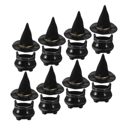 DRESSOOS 10 Sets Halloween Hexenhut Kleine Hexenhüte Gruselige Miniaturen Miniaturkessel Küche Hexenpuppe Kleines Kessel Puppenhaus Mini Hexenspielzeug Mini Kessel Tür Aus von DRESSOOS