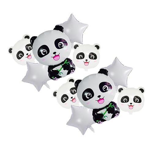 DRESSOOS 10 Stück Panda Stern Aluminiumfolienballon Cartoon Ballon Partyzubehör Geburtstag Party Animals Deko Luftballons Ideal Für Kinderpartys von DRESSOOS