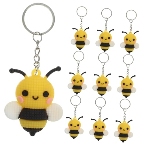 DRESSOOS 10St Biene Schlüsselanhänger Honig Schlüsselanhänger tierischer Schlüsselanhänger Bienen Thema Partygeschenke Cartoon Bienen Schlüsselanhänger schöne Bienen-Schlüsselanhänger PVC von DRESSOOS