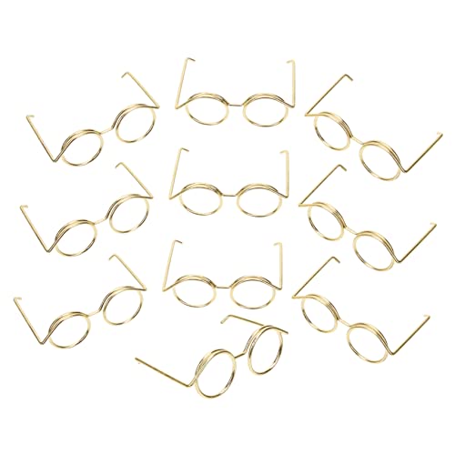 DRESSOOS 10st Metallbrille Kleidung Für Puppen Mini Gefälscht Puppe Sonnenbrille Babypuppenkleidung Puppe Verkleiden Zubehör Brillendekorationen Brille Für Puppe Encanto Lupen Gläser Golden von DRESSOOS