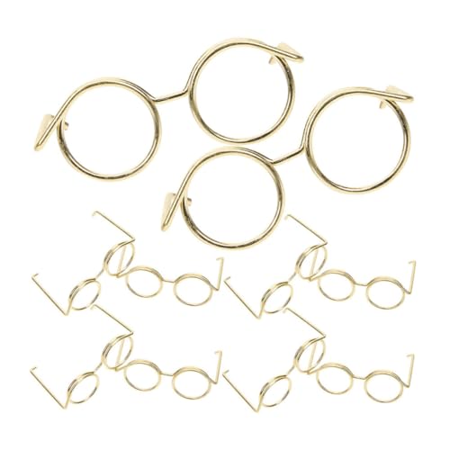 DRESSOOS 10st Puppenzubehör Mini-Brille Lustige Brillendekore Puppenbrillenverzierungen DIY-puppenbrille Brillen Zum Anziehen Der Puppe Accessoires Für Puppenkleidung Golden Metall von DRESSOOS