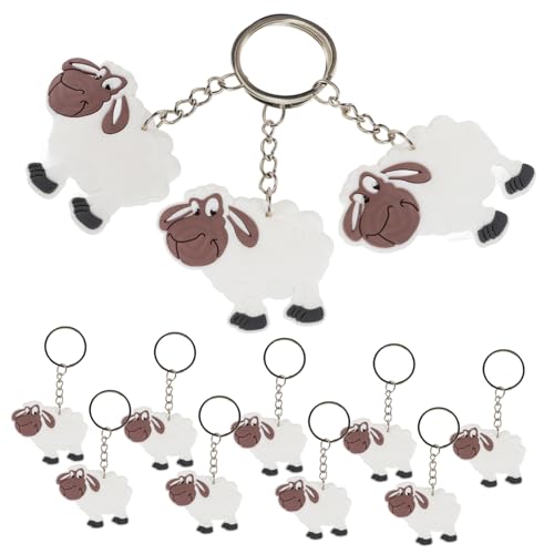 DRESSOOS 12st Schlüssel Anhänger Für Schafe Nutztiere Kaninchen Bauernspielzeug Plüsch Tierfiguren Tierfarm Mini-tier-schlüsselanhänger Tierspielzeug Ostern Ziege Weiß Zinklegierung von DRESSOOS