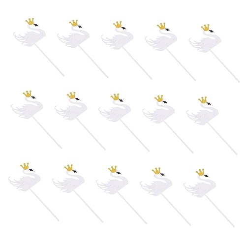 DRESSOOS 15 Stück Kuchendekorationszubehör Kuchendekorations Picks Cupcake Topper Schwanen Essen Dessert Einsätze Hochzeit Cupcake Topper Cupcake Ornamente Geburtstagstorte Schöne von DRESSOOS