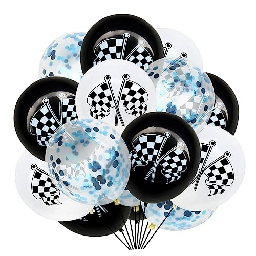 DRESSOOS 15st Luftballons Für Rennparty Luftballons Mit Zielflagge Konfetti-luftballons Rennen Latexballons Rennballons Blue von DRESSOOS