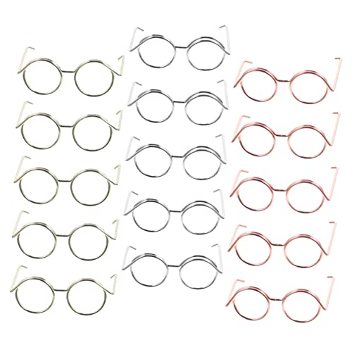 DRESSOOS 15st Puppenbrille Zubehör Mädchen Spielzeug Sonnenbrille Für Mädchen Brillen Zum Anziehen Der Puppe Mini-Foto Stilvolle Brille Amerikanische Puppen Mini-Brille Miniatur Kupferkabel von DRESSOOS