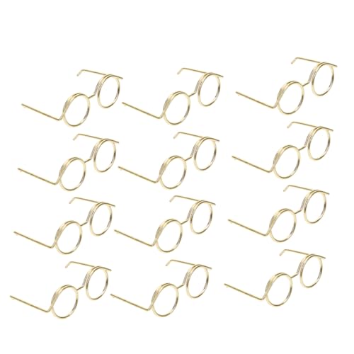 DRESSOOS 15st Zubehör Für Puppenbrillen Mini-puppenbrillen-Requisiten Miniatur-puppenbrille Dekorative Glasdekore Puppe Verkleidet Brille Anziehpuppenbrille Minipuppenbrille Golden Metall von DRESSOOS