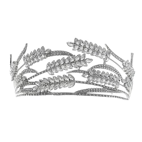 DRESSOOS 1Stk Strass-Krone Haarschmuck für Frauen braut kopfschmuck Hochzeit Stirnband Hochzeits-Tiara princess prinzessinnen Braut Haarschmuck Hochzeitskrone Legierung Silver von DRESSOOS