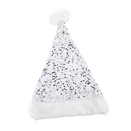 DRESSOOS 1stk Weihnachtsmütze Plüschmütze -weihnachtsoutfit Paillettenhut Für Weihnachtsmannmütze Glitzernder Paillettenhut Kundenspezifischer Hut Des Neuen Jahres Sankt Flaum Weiß von DRESSOOS