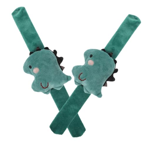 DRESSOOS 2 Stück Dinosaurier Armband Armbänder Paar Armbänder Stofftier Armbänder Schlag Armband Klopf Armband Dekorative Armbänder Schlag Armband Grüner Stoff von DRESSOOS