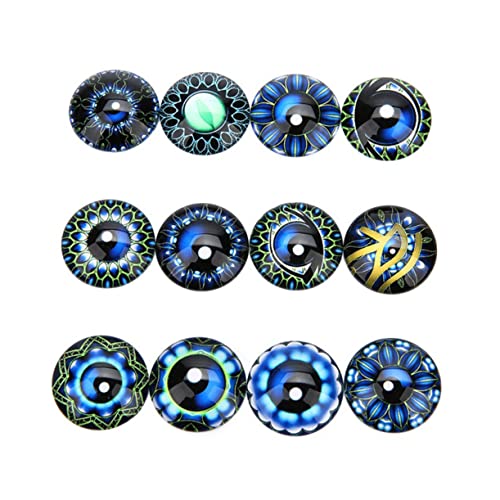 DRESSOOS 20St Edelsteine ​​Glasaufkleber DIY Glasflicken Uhr Dekoration Scrapbooking Augenzeit gem runder Cabochon aus Glas Flecken Schmuckmaterial selber Machen Schmuckaufnäher Blue von DRESSOOS