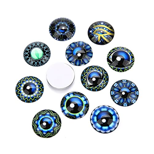 DRESSOOS 20St Edelsteine ​​Glasaufkleber Scrapbooking Augenzeit gem DIY Glasflicken Zeitglas Patch Schmuckmaterial selber Machen Schmuckaufnäher runder Cabochon aus Glas Flecken Blue von DRESSOOS