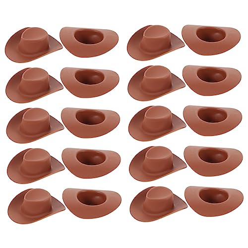 DRESSOOS 20St Mini-Cowboyhut für kinderspielzeug hühner Weihnachten wichtelgeschenk plastikenten Plastikhüte Miniatur-Hut- Kleiner Hut Puppenhüte Brown von DRESSOOS