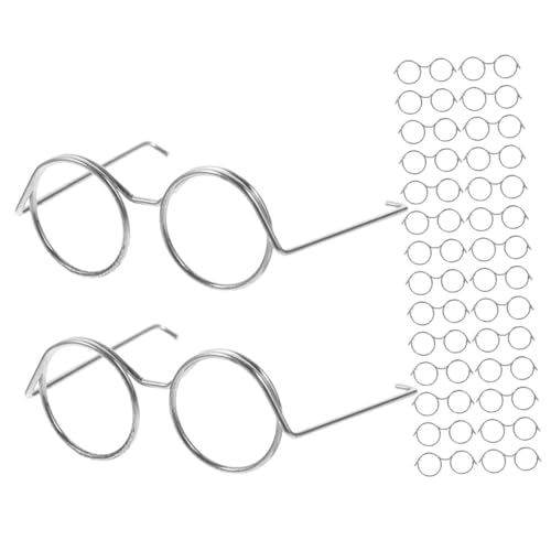 DRESSOOS 20st Minipuppenbrille Brillen Zum Anziehen Der Puppe Partydekorationen Brille Für Puppe Winziger Brillenrahmen Stylische Puppensonnenbrille Dekorative Puppenbrille Silver Eisen von DRESSOOS