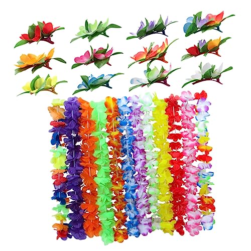 DRESSOOS 24 Stück 1 Satz Luau-girlande Hawaiianische Halskette Sommerliche Girlandenkette Hawaiianische Leis Hawaiianische Girlande Blumenspangen Hibiskusblüten-haarspangen von DRESSOOS