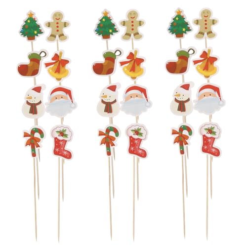 DRESSOOS 24 Stück Weihnachtsgeschirr Weihnachtsdekorationen Weihnachtsschmuck Weihnachtsgeschirr Kuchendekorationen Weihnachtsdekorationen Snack Sticks Krippen Ornamente von DRESSOOS