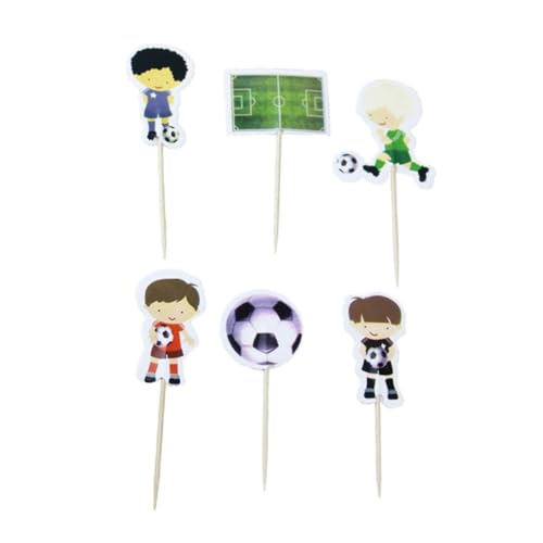 DRESSOOS 24St Alles zum Geburtstag-Kuchenaufsatz birthday cake decoration geburtstag tortendeko Fußbälle Fußball Kuchendekorationen Geburtstagstorte Topper Junge einstecken von DRESSOOS