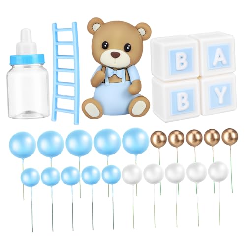 DRESSOOS 24er Set Bären Kuchen Deko Niedliche Teddybär Cake Topper Für Babyparty Und 1 Geburtstag Dekorationen Für Kuchen Und Feiern Perfekt Für Jungen Und ädchen von DRESSOOS