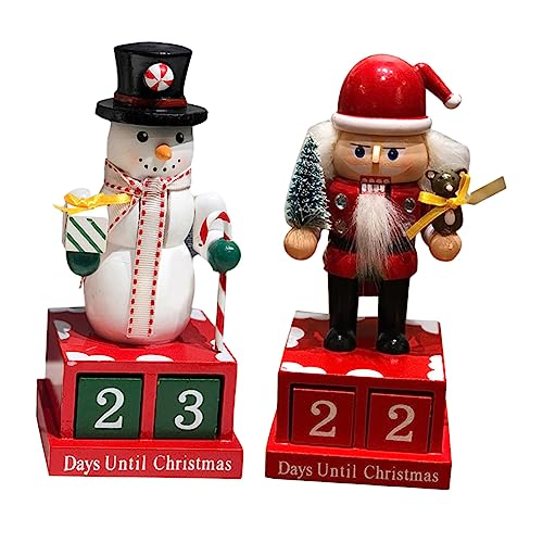 DRESSOOS 2St Kalender aus Holz Countdown Weihnachtsdekoration Weihnachtsgeschenk Dekorationen Weihnachten büro dekoration office decoration weihnachtgeschenk weihnachtssdeko santa Hölzern von DRESSOOS