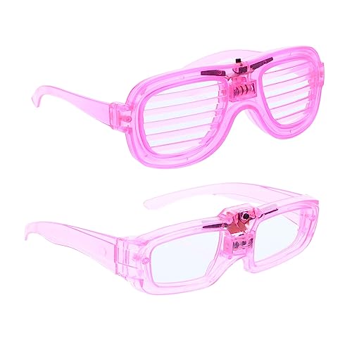 DRESSOOS 2St leuchtende Gläser leuchtbrille leuchtgläser Performance glasses Costume accessories Fashion glasses schnapsgläser leuchtende LED-Brille Partybrillen Feiergläser Plastik Rosy von DRESSOOS