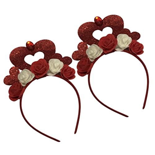 DRESSOOS 2St valentinstag stirnband Cartoon-Haar Make-up-Haarband Herz Feier-Stirnband fasching haarreif haarreifen mit herzen Party lustige Stirnbänder feier kopfschmuck Grüßer rot von DRESSOOS