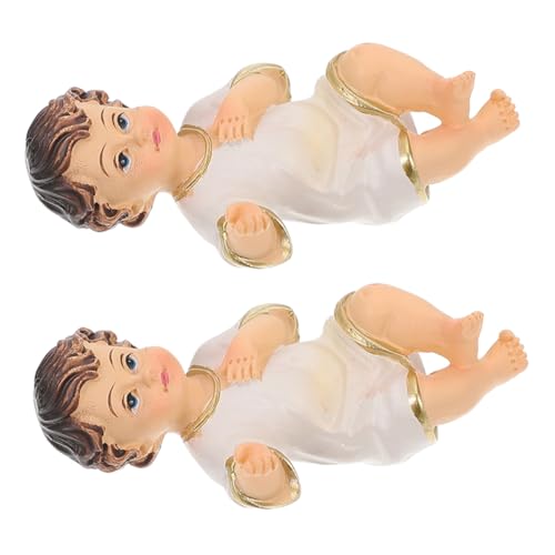 DRESSOOS 2st Jesuspuppenverzierungen Jesus Kuchen Topper Jesuskindfiguren Miniatur-jesuskind Jesuskind-skulptur Taufkuchen Dekorationen Taufe Cupcake Topper Miniatur-Jesus-Figuren Harz von DRESSOOS