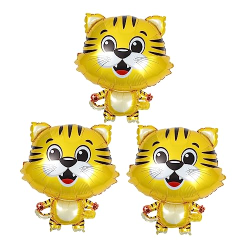 DRESSOOS 3 Stück Cartoon Tiger Folienballons Für Kindergeburtstag Tierthema Deko Luftballons Für Geburtstagsfeier Kinderspielzeug Und Partydekoration von DRESSOOS