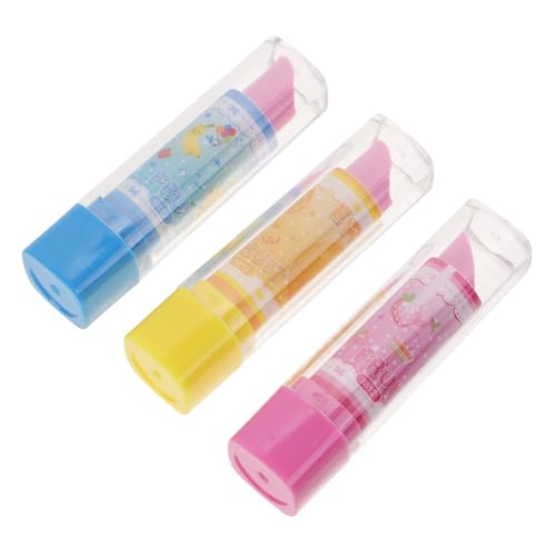 DRESSOOS 3 Stücke Radiergummi Lippenstift Form Kreative Schreibwaren Mit Obst Muster Ideales Für Kinder Und Studenten Zufällige Farben Perfekt Für Schule Und Büro von DRESSOOS