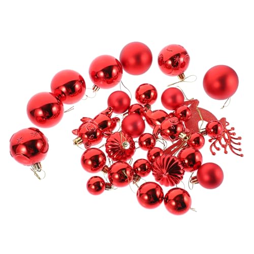 DRESSOOS 30St weihnachtskugeln Fairy Lights Christbaumschmuck Kugeln Weihnachtsbaumspitze Schleife Dekoration Weihnachtsbaum künstlich Weihnachtsbedarf Weihnachtsbaumschmuck Plastik rot von DRESSOOS