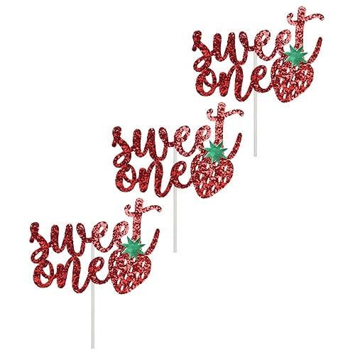 DRESSOOS 3St Kucheneinsatz Dessert-Cupcake-Topper Dekorationszubehör für Goldkuchen Obst party sachen geburtstagseinladungen hochzeitsdeko neuartige Kuchenpicks schöne Foto-Requisiten rot von DRESSOOS