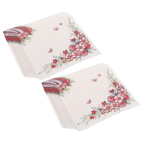 DRESSOOS 4 Papierserviette Dessertservietten Dekorative Feiertagsservietten Partyservietten Serviette Für Die Party Servietten Für Blumenpartys Servietten Für Die Brautparty Rosa Servietten von DRESSOOS