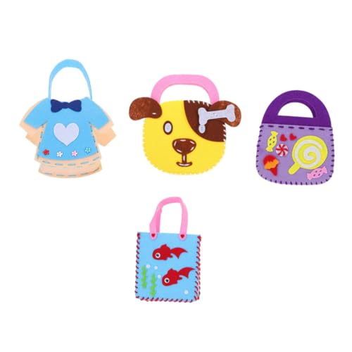 DRESSOOS 4 Sätze kleine tasche selber machen Beutel zum selber nähen Filz-Bastelset für Anfänger Webset bastelsets fã¼r kinder bastelset mit anleitung kinder pädagogisches Spielzeug Vlies von DRESSOOS