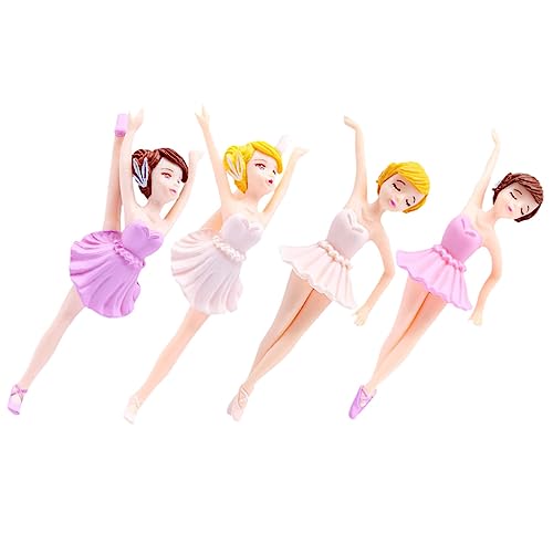 DRESSOOS 4 Stück Ballerina-mädchen Ballettmädchen-statue Cupcake-topper Für Mädchen Ballett Tortenaufsatz Schmetterling Kuchen Dekorationen Miniaturfiguren Dekoration Für Kuchen Puppe Pvc von DRESSOOS