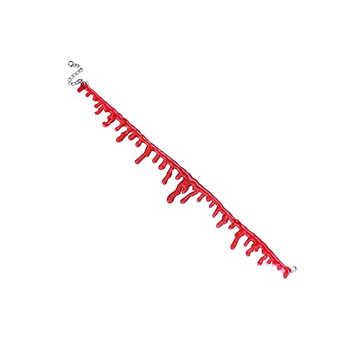 DRESSOOS 4 Stück Make-up-Halskette Kostüm Gothic Wackelt Blutig Vampir Dekoration Halloween Ecke Spinnennetz Schmuck Gefälscht Handgefertigte Blutketten Partyball-Halskette Rot von DRESSOOS