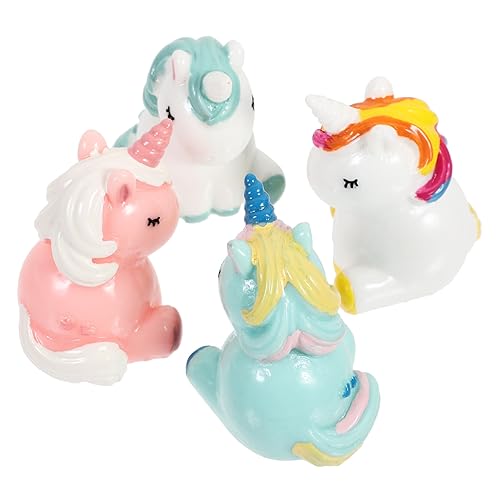 DRESSOOS 4 Stück Mikro Landschaftsdekoration Mini Spielzeug Mini Einhorn Figur Mini Figuren Einhorn Sammelfiguren Bonsai Schreibtisch Spielzeug Kuchendekoration Tier Topper von DRESSOOS