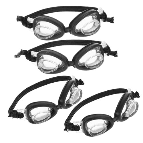 DRESSOOS 4 Stück Puppe Mini-Schwimmbrille Brille Für Puppe Puppen-anziehspielzeug Mini-brillenspielzeug Kleine Schwimmbrille Puppenkostüm-Brille Zubehör Für Puppenkostüme Plastik Black von DRESSOOS