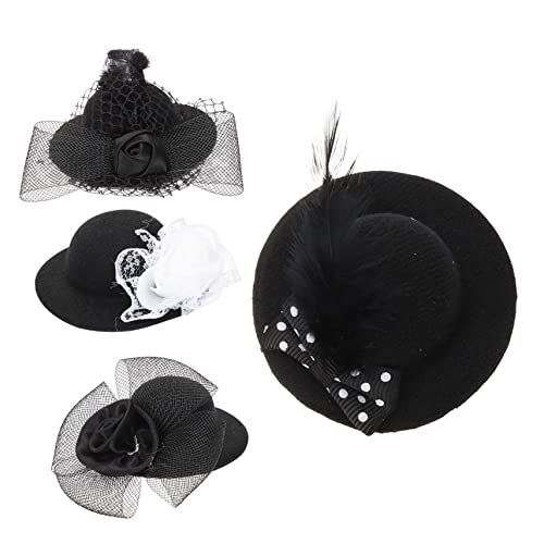 DRESSOOS 4 Stück Puppen Ankleidehut Winziger Hut Zum Basteln Formelle Puppenhüte Miniatur Minihüte Herrenaccessoires Mini Tee Fedoras Hüte Für Männer Partyhüte Für Erwachsene von DRESSOOS