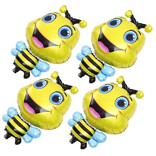 DRESSOOS 4 Stück Tierballon Spielzeugballons Langer Heliumballon Großer Ballon Elektrische Ballonpumpe Ballonauto Bienenballons Schlauchboote Für Partyballons Aluminiumfolie Gelb von DRESSOOS