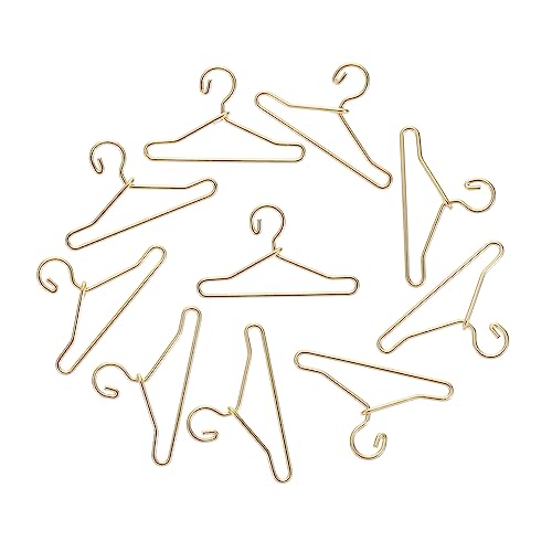 DRESSOOS 50 Stück Mini-Puppenaufhänger Miniatur-Puppenhauszubehör Miniaturkleid halten Puppen Kleidung für puppenkleidung kleiderbügel kleiderständer Puppenkleid-Organizer Metall Golden von DRESSOOS