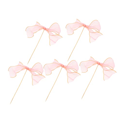 DRESSOOS 5St Fliege Karte Cupcake-Topper errötendes Weihnachtsschmuck kindergeburtstags dekoration hochzeitsdeko Kuchenverzierungen Tortenaufsätze für Geburtstage Gittergewebe Rosa von DRESSOOS