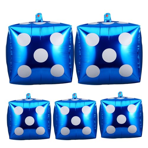 DRESSOOS 5St Würfel Ballon deckenverkleidung blaue ballons Lustige Ballons Ballonpumpe Würfelballons Würfel-Party-Dekorationen Dekorationen für Geburtstagsfeiern Aluminiumfolie Blue von DRESSOOS