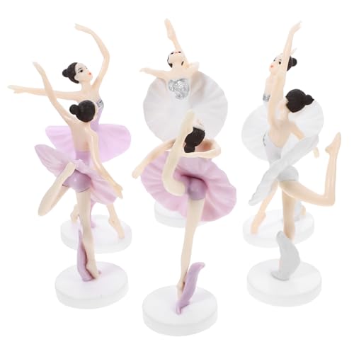 DRESSOOS 6 Stück Tanzendes Ballett Mädchen Party Dekoration Prinzessinnen Puppen Ballett Mädchen Statuen Dekor Bezauberndes Kunsthandwerk Ballett Figuren Schwan Cupcake Kuchen von DRESSOOS