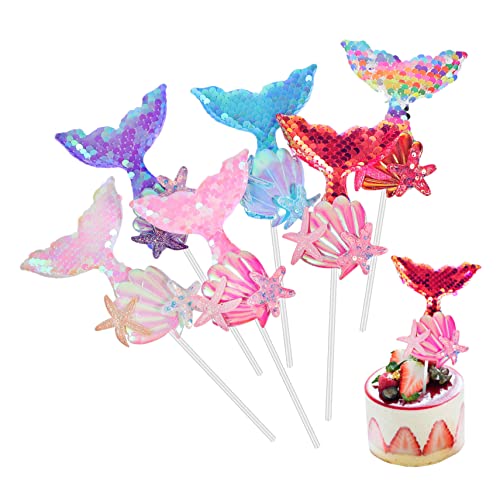 DRESSOOS 6er Set Meerjungfrau Cupcake Toppers Glitzernde Tortendeko Für ädchen Unterwasser Geburtstagsfeier Meerjungfrau Kuchendekoration Perfekte Verzierung Für Und Torten von DRESSOOS