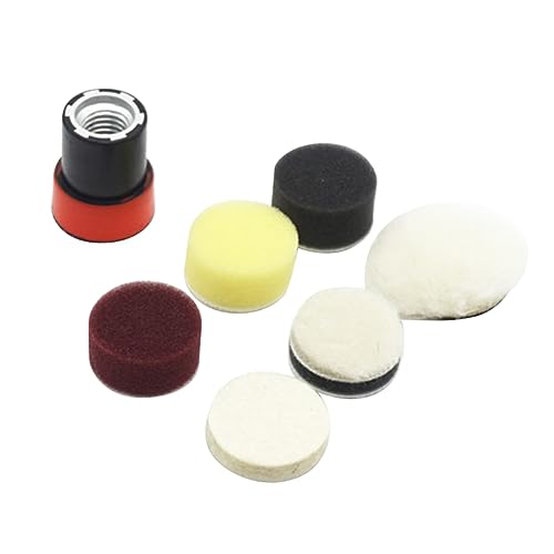 DRESSOOS 7 Stück Polierschwamm Set 30mm Selbstklebend Wolle Und Schwamm Polierpads Für Autopflege Und Dichtungen von DRESSOOS