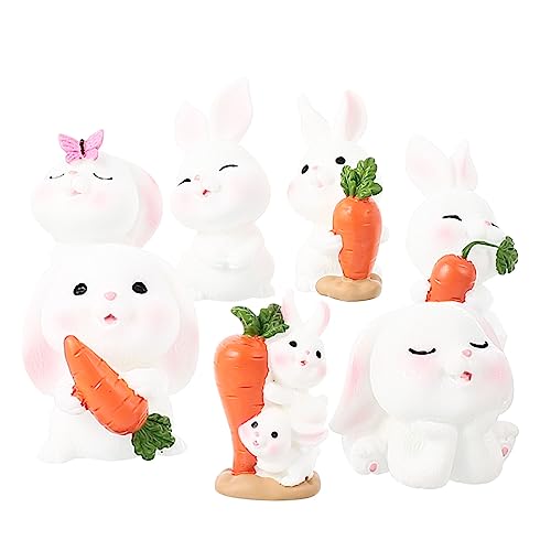 DRESSOOS 7st Cartoon-kaninchen-ornamente Kleine Hasenspielzeuge Sternzeichen 2023 Miniatur Mikrolandschaft Hase Minifiguren Kleiner Hase -hasen-spielzeug Häschen-statue Mini-hase Harz von DRESSOOS