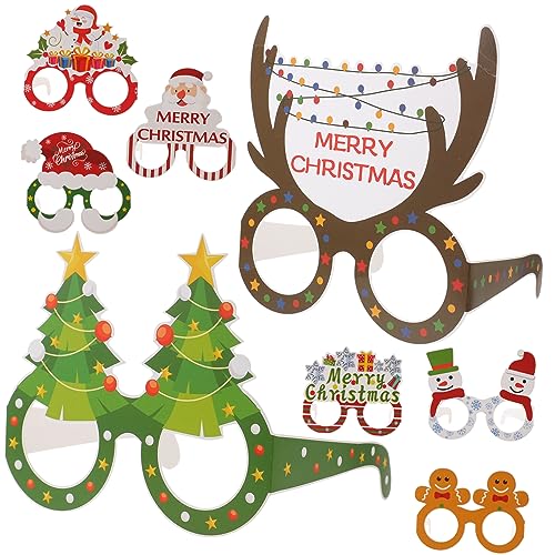 DRESSOOS 8 Stück Weihnachtsbrillen Set Für Die Festtage Lustige Brillenrahmen Für Weihnachtsfeiern Fotobox Requisiten Und Festliche Dekorationen Ideal Für Witzige Weihnachtsgeschenke von DRESSOOS