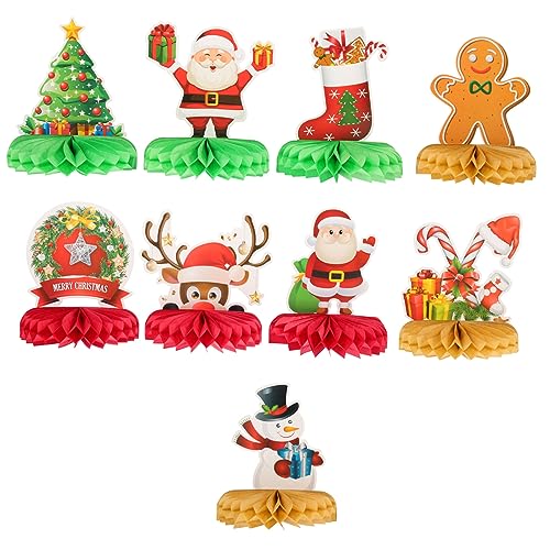 DRESSOOS 9 Stück Weihnachtswaben Ornament Vorhang Lichter Weihnachtsbanner Geburtstagsdekoration Weihnachtstischläufer Laterne Weihnachtsparty Tischdekoration Wabenverzierungen von DRESSOOS