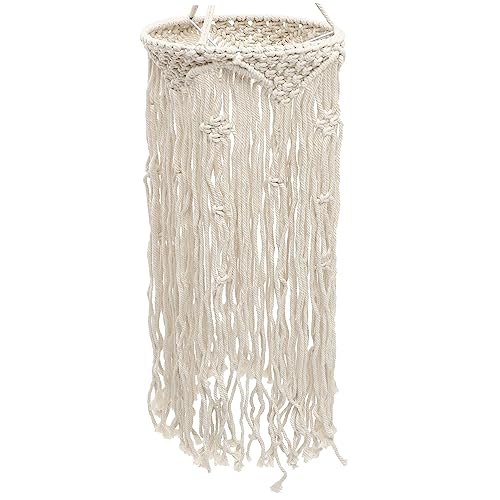 DRESSOOS Boho-lampenschirm Astetische Raumdekoration Boho-leuchten Kronleuchter Aus Makramee Pendelleuchtenschirm Zarter Lampenschirm Gewebte Lichter Lampenschirm Groß Beige Baumwolle von DRESSOOS